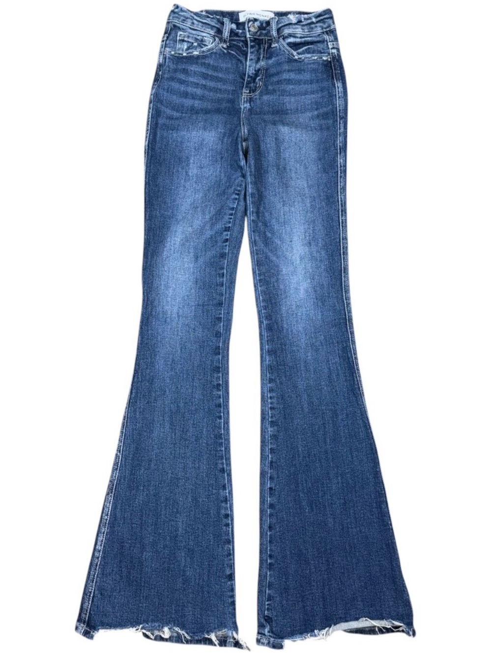 Buckle Flying Monkey High Rise Flare Stretch Jeans 24x34 Distressed Bell Bottoms